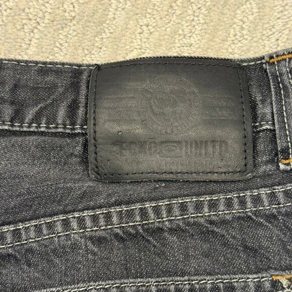 ECKO UNLTD Men's Black Denim Jean Shorts size 40 Hang em High y2k - Picture 6 of 8